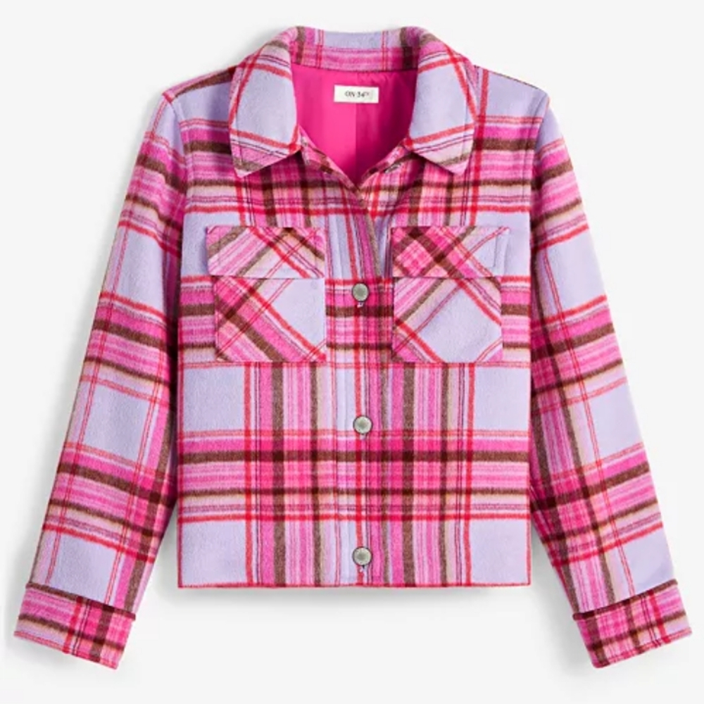 Women Pink and Purple Plaid Jacket Blazer On 34th Size Large New With Tag